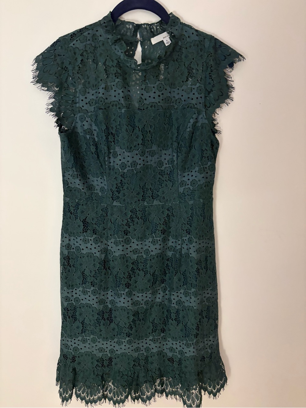 june & hudson Dark Green Floral Lace Mini Dress